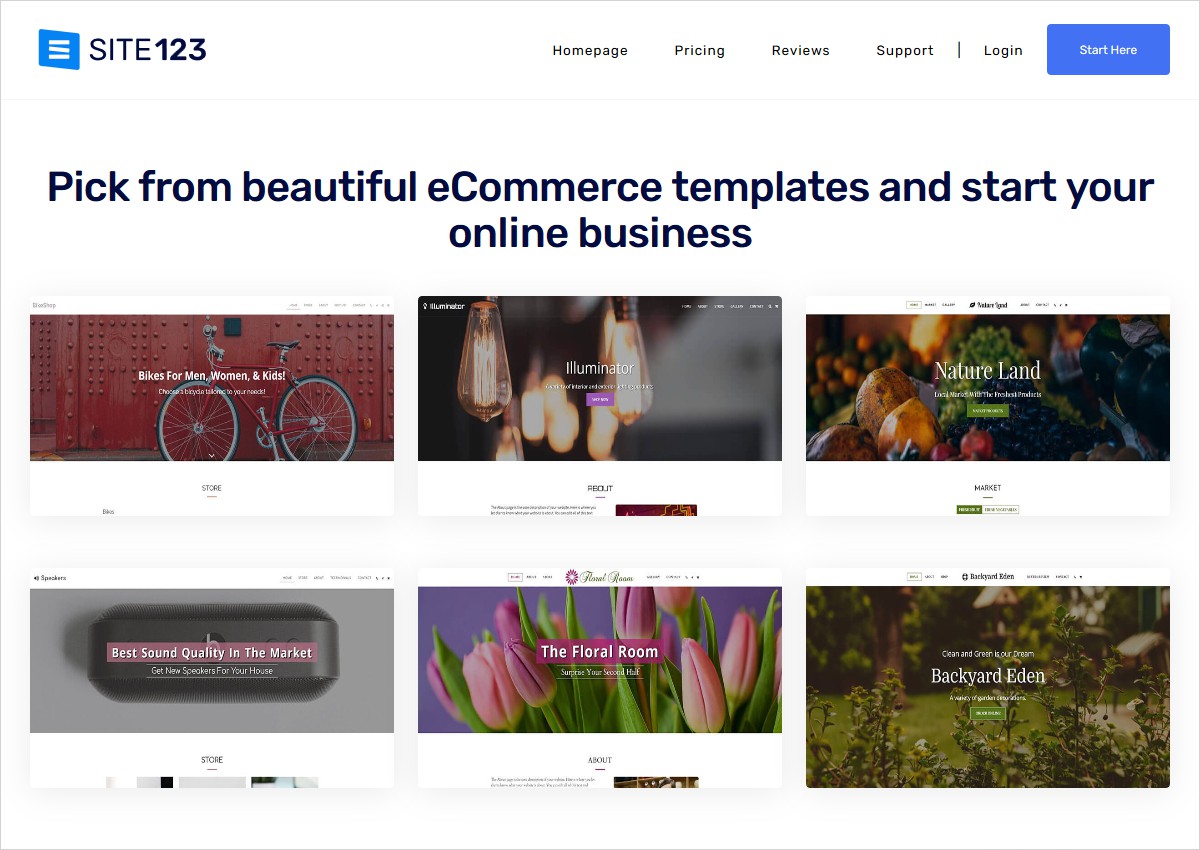 site123 ecommerce websites